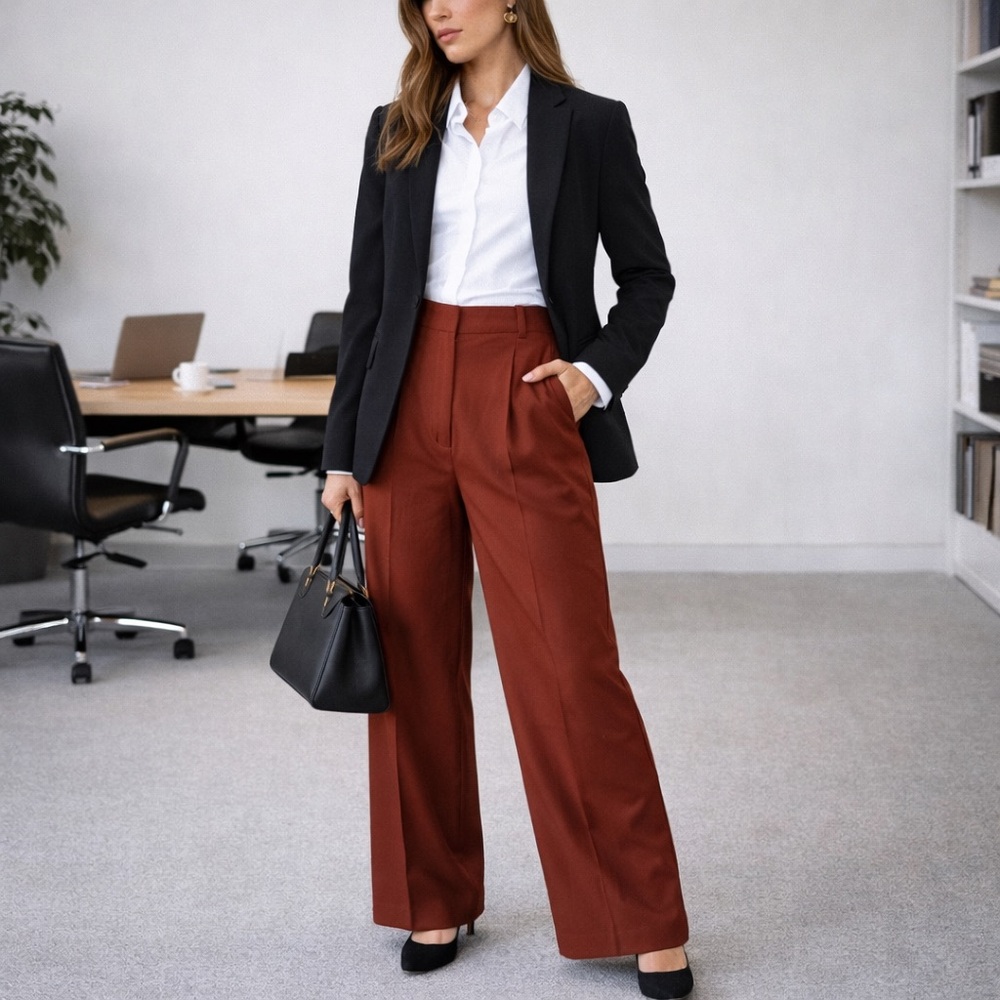 REVOLVE LPA BALDWIN HIGH WAIST TROUSERS PANTS BRICK RED SIZE 10 MEDIUM NWOT